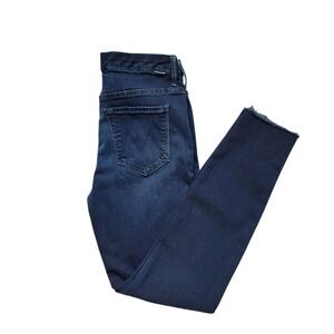 Mother Jeans Womens 27 High Waisted Looker Ankle Fray Last Call Wash Dark Skinny